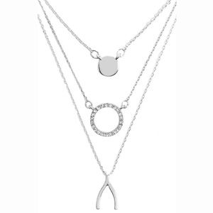 Wishbone Chic Layering Necklace Rhinestone Set